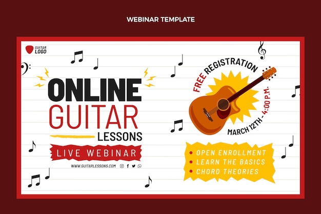 Webinar di lezioni di chitarra disegnate a mano