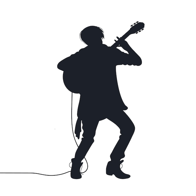 Hand drawn guitarist silhouette