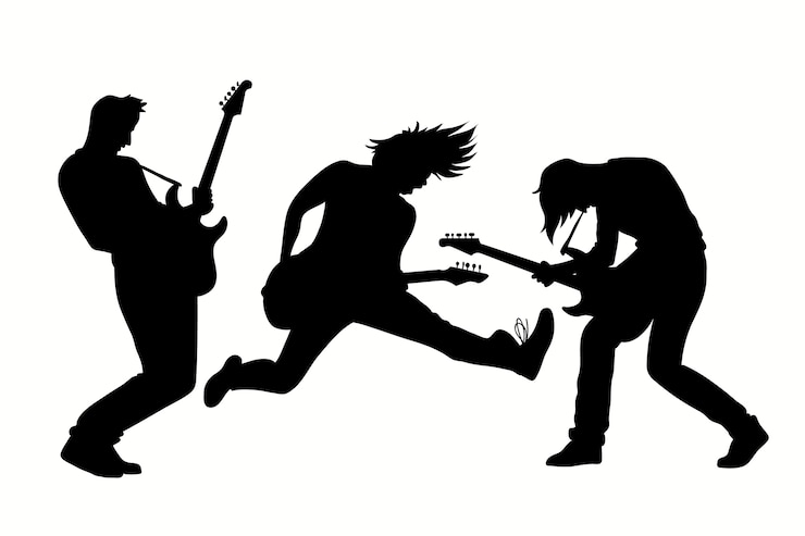 Free Vector hand drawn guitarist silhouette