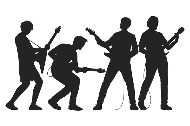 Free vector hand drawn guitarist  silhouette