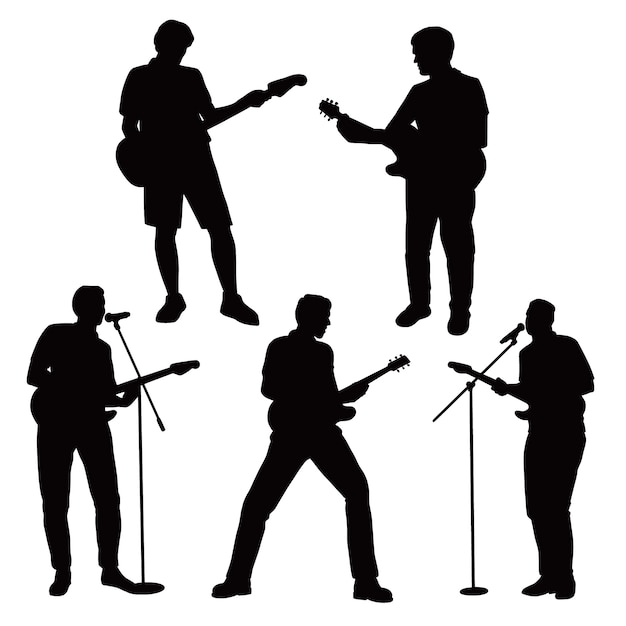 Free vector hand drawn guitarist  silhouette