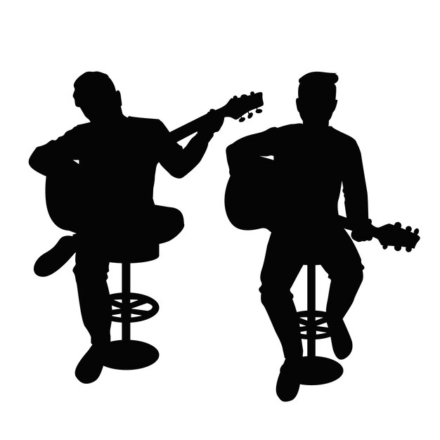 Hand drawn guitarist silhouette