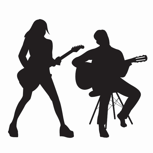 Free vector hand drawn guitarist silhouette