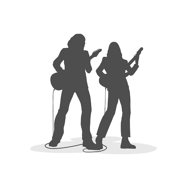 Бесплатное векторное изображение Силуэт гитариста, нарисованный вручную