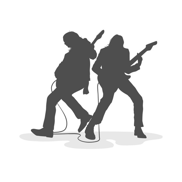 Hand drawn guitarist  silhouette