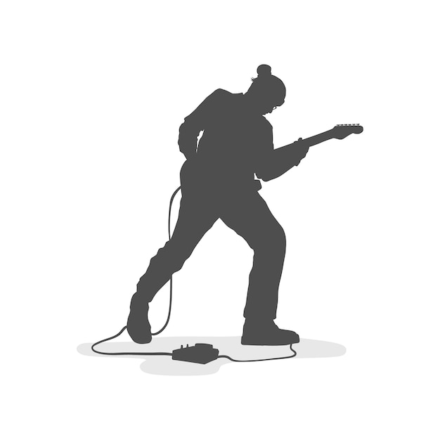 Hand drawn guitarist  silhouette