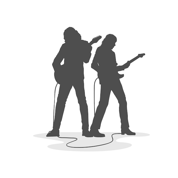 Hand drawn guitarist  silhouette