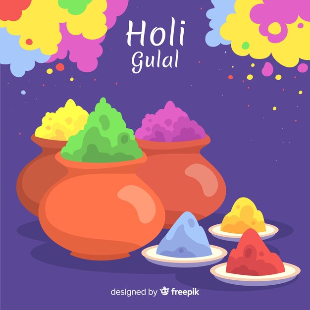 Hand drawn gulal holi fesival background