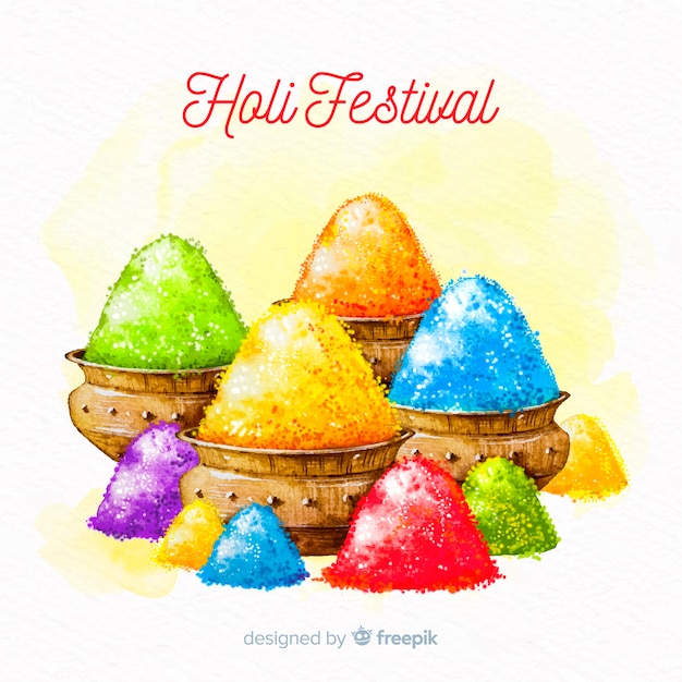 Hand drawn gulal holi festival background