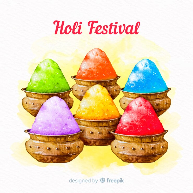 मुफ़्त वेक्टर hand drawn gulal holi festival background