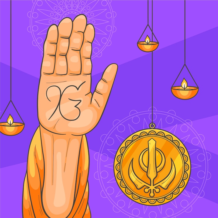 मुफ़्त वेक्टर hand drawn guru nanak gurpurab illustration