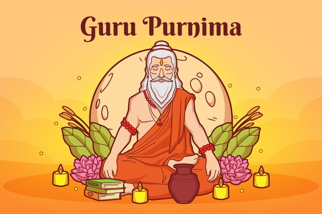 Hand drawn guru purnima celebration background