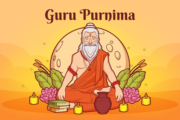 Hand drawn guru purnima celebration background