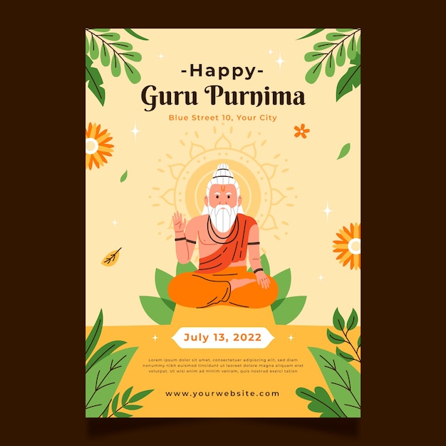 Hand drawn guru purnima poster