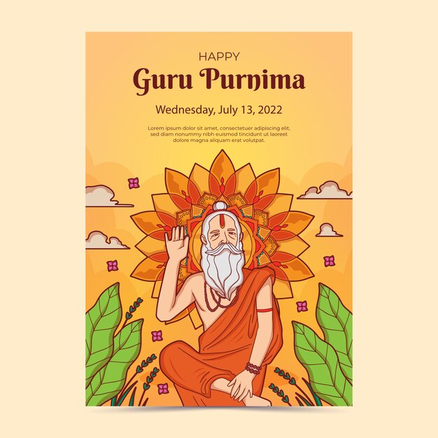 Hand drawn guru purnima poster