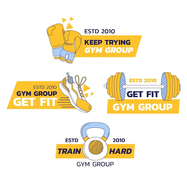 hand drawn gym fitness labels