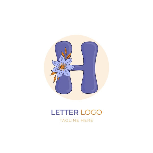 hand drawn h logo template