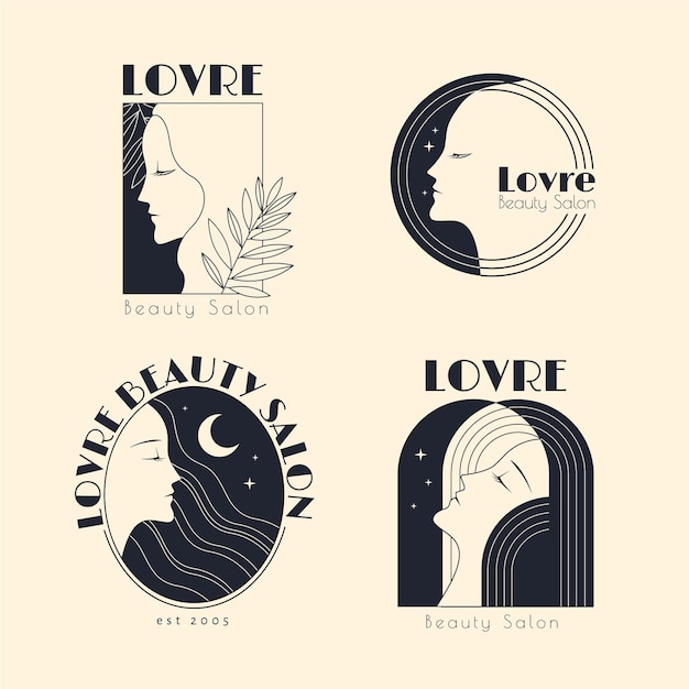 Free vector hand drawn hair salon logo collection