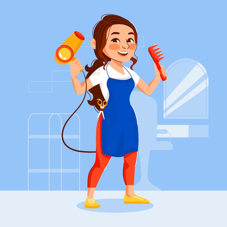 Free Vector hand drawn hairdresser cartoon illustration