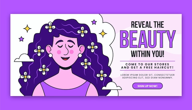 Free vector hand drawn hairdresser horizontal banner