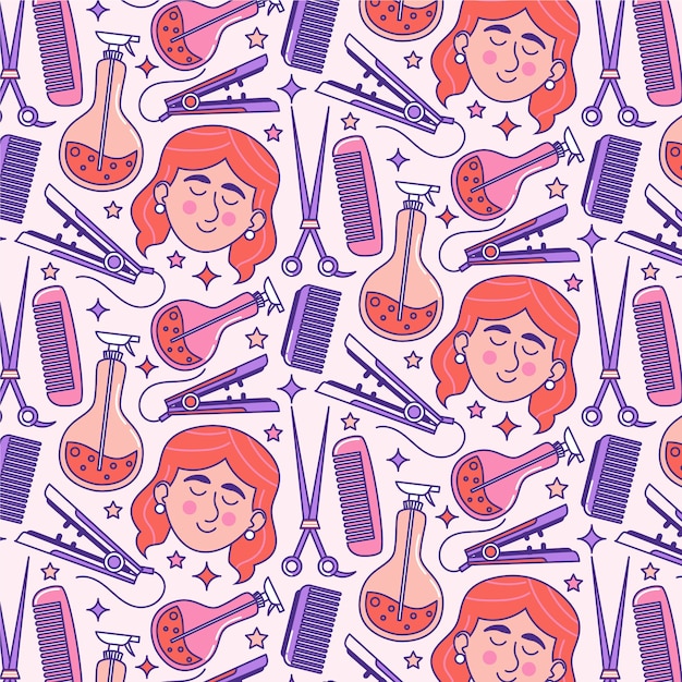 Hand drawn hairdresser pattern design