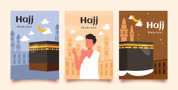 Hand drawn hajj  mubarak cards