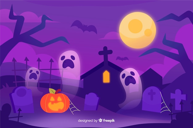 Free vector hand drawn halloween background