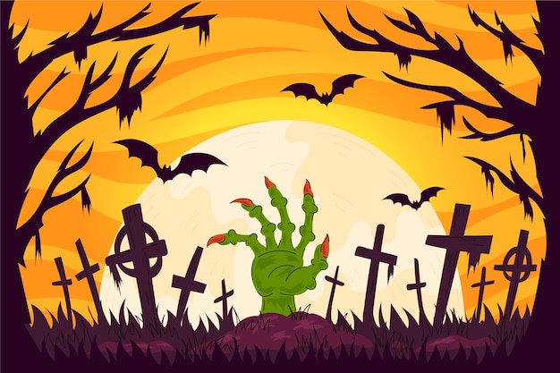 Vettore gratuito disegnata a mano sfondo di halloween