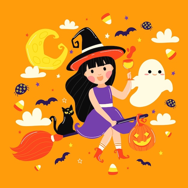 Hand drawn halloween background