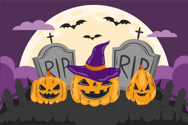 Vettore gratuito sfondo di halloween disegnati a mano