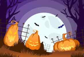 Vettore gratuito sfondo di halloween disegnato a mano