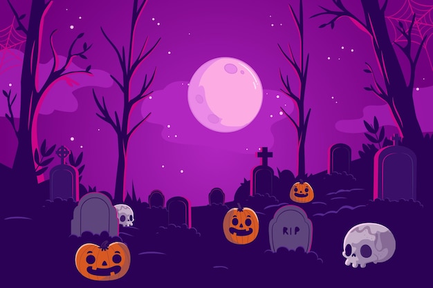 Free vector hand drawn halloween background