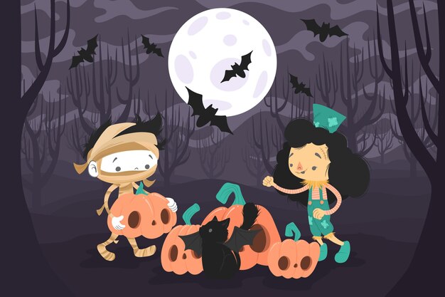 Free vector hand drawn halloween background