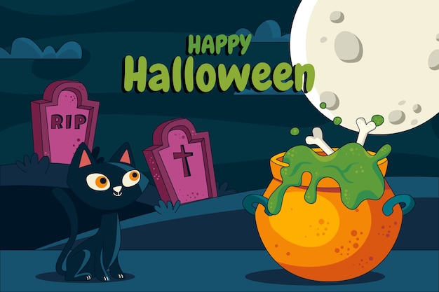 Vettore gratuito disegnata a mano halloween background