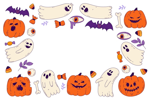 Vettore gratuito disegnata a mano halloween background