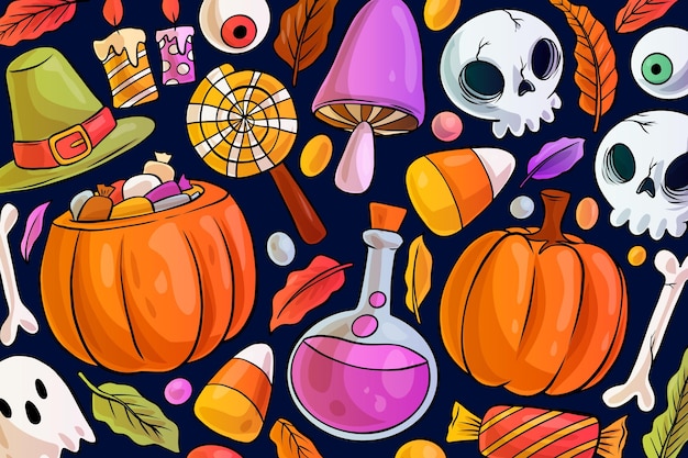 Hand drawn halloween background