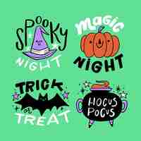 Free vector hand drawn halloween badge collection