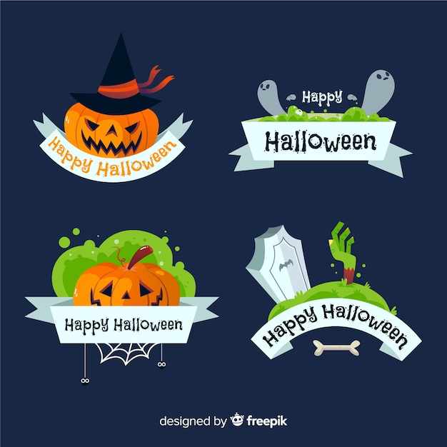 Hand drawn halloween badges pack