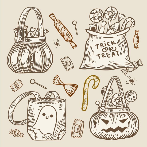 Hand drawn halloween bag concept