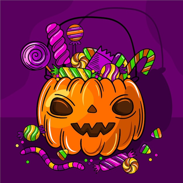 Free vector hand drawn halloween bag illustration