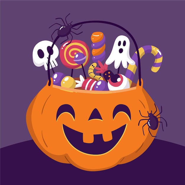 Бесплатное векторное изображение Нарисованная рукой иллюстрация мешка хэллоуина