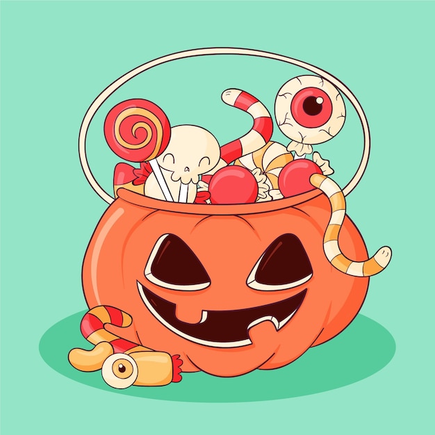 手描きハロウィンバッグイラスト