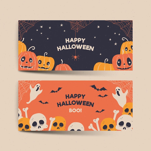 Modello di banner di halloween disegnato a mano