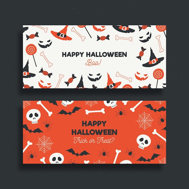 Free vector hand drawn halloween banners template