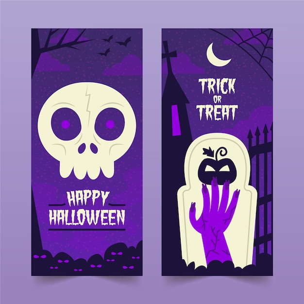 Free vector hand-drawn halloween banners theme