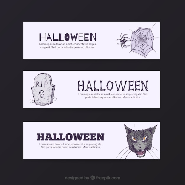 Hand drawn halloween banners