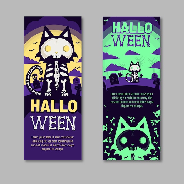 Hand Drawn Halloween Banners – Free Vector Templates for Download