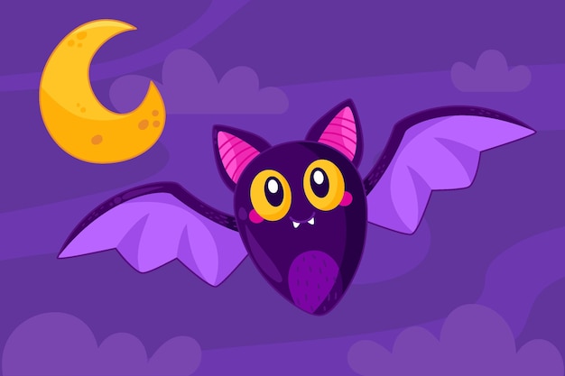 Vettore gratuito illustrazione disegnata a mano del pipistrello di halloween