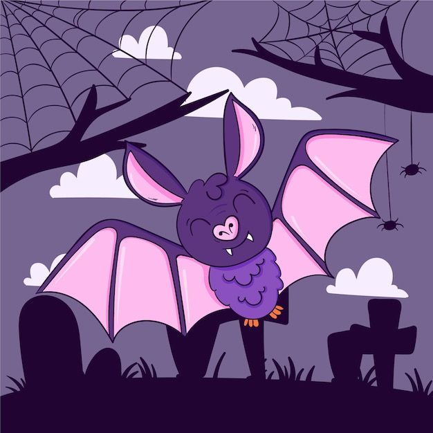 Illustrazione disegnata a mano del pipistrello di halloween