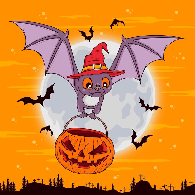 Hand drawn halloween bat illustration